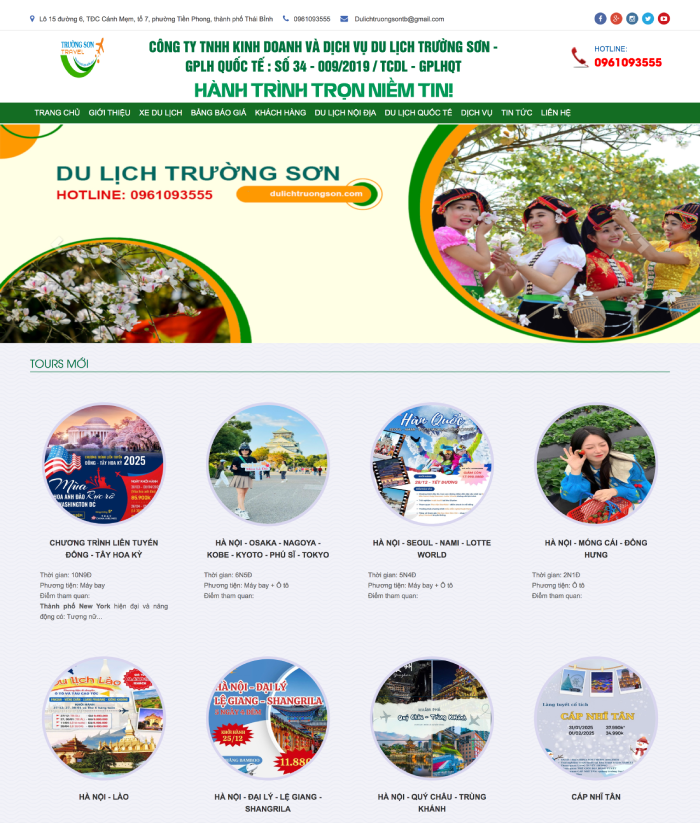 Giao diện website du lịch 